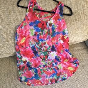 SELF ESTEEM Sheer Floral Lightweight High Low Tank Top
